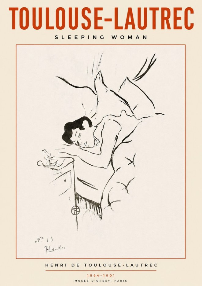 Toulouse-Lautrec Sleeping Woman No3 - Poster