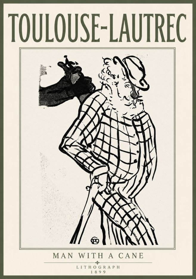 Toulouse-Lautrec Man with a Cane No6 - Poster