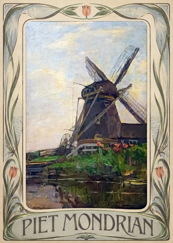 Piet Mondrian Windmill by the Water I No3 - Poster