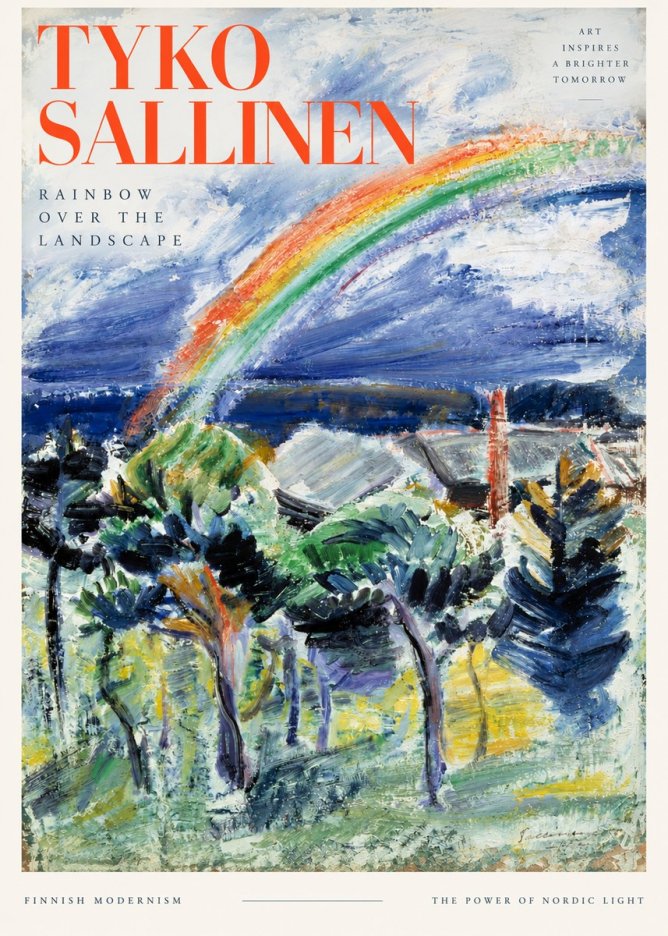 Tyko Sallinen Rainbow over the Landscape No3 - Poster
