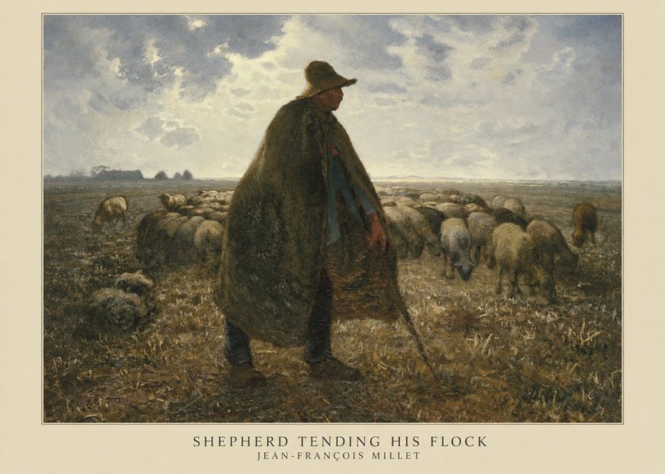 Jean-François Millet Shepherd Tending His Flock No5 - Poster