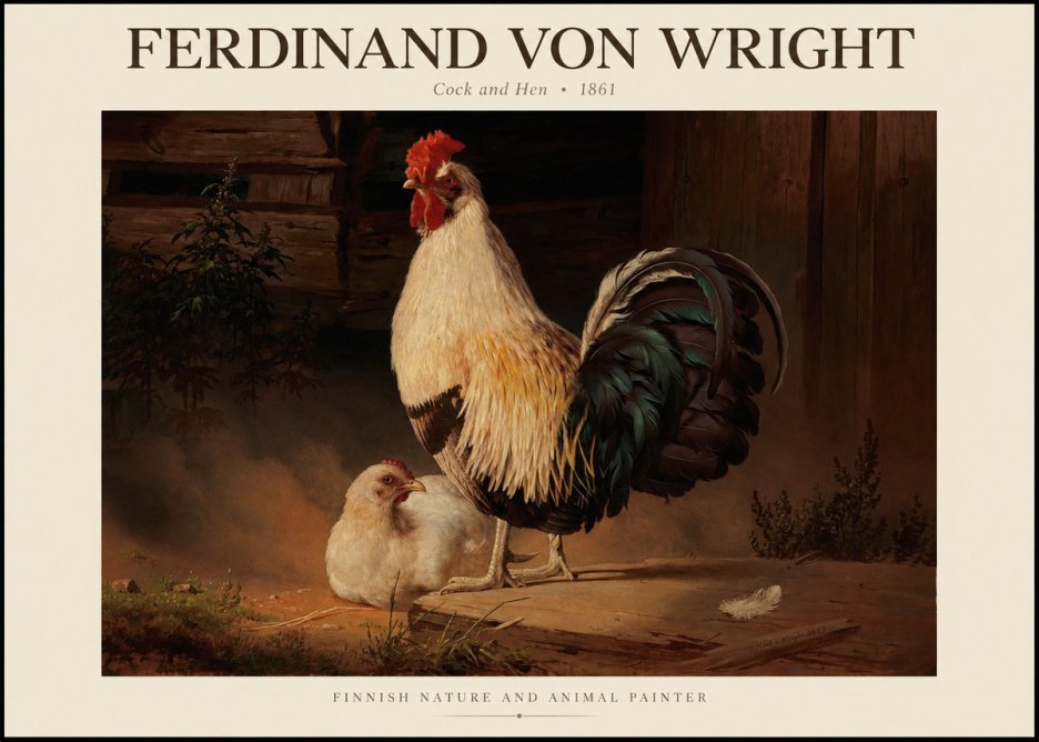 Ferdinand von Wright Cock and Hen No1 - Poster