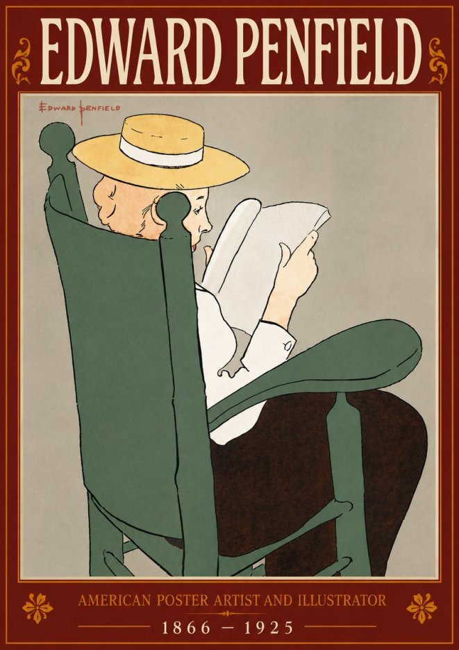 Edward Penfield Reading Woman in a Rocking Chair No6 - Poster