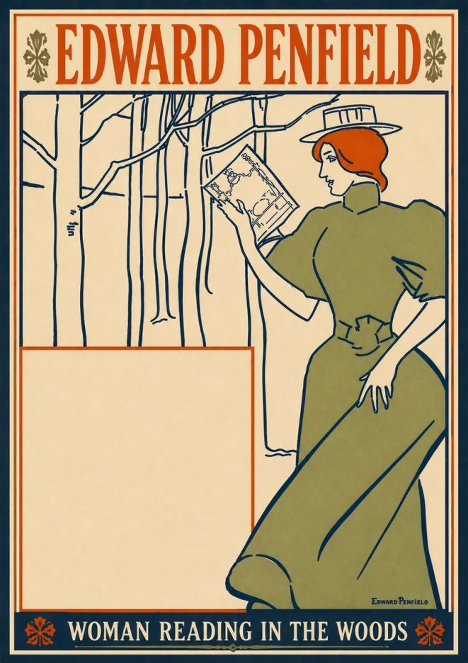 Edward Penfield Woman Reading in the Woods No6 - Poster