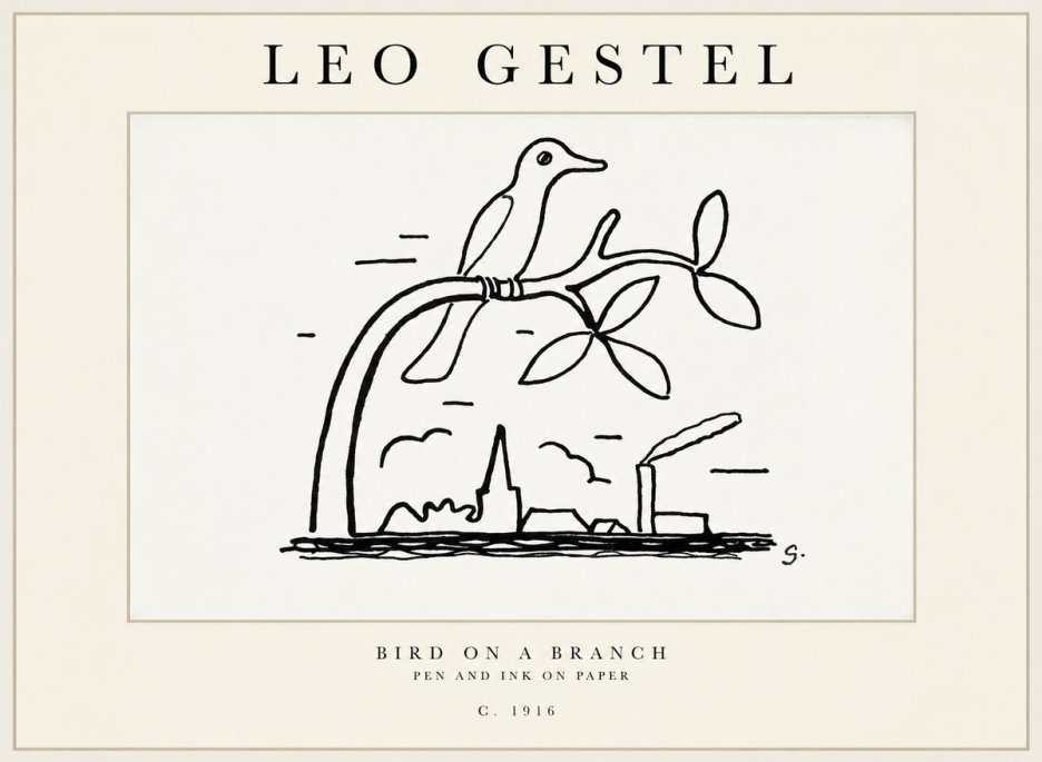 Leo Gestel Bird on a Branch No2 - Poster
