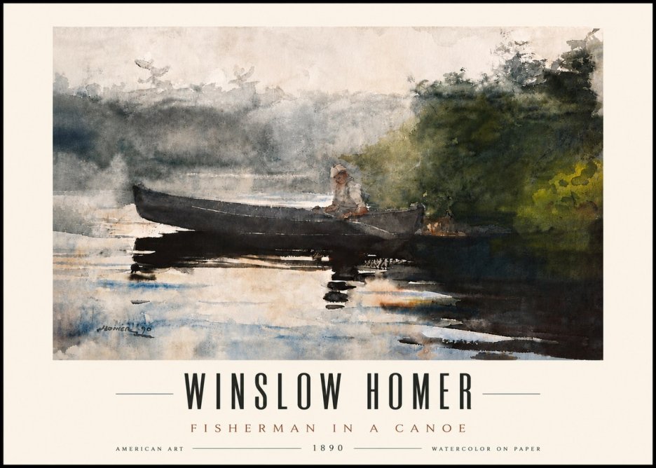 Winslow Homer Fisherman in a Canoe No5 - Poster
