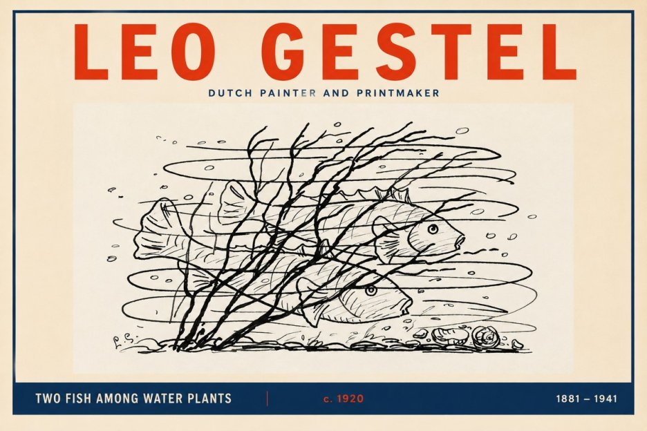 Leo Gestel Two Fish Among Water Plants No2 - Poster