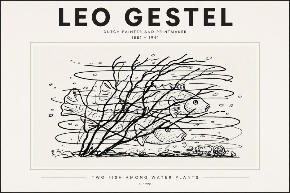 Leo Gestel Two Fish Among Water Plants No3 - Poster