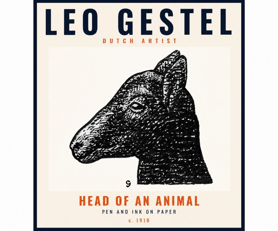 Leo Gestel Head of an Animal No5 - Poster