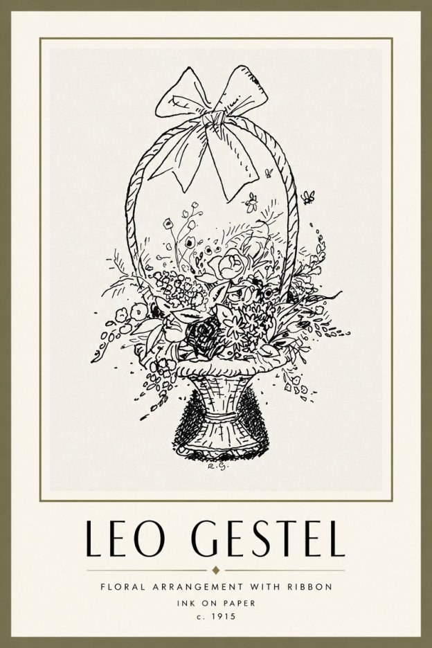 Leo Gestel Floral Arrangement with Ribbon No4 - Poster