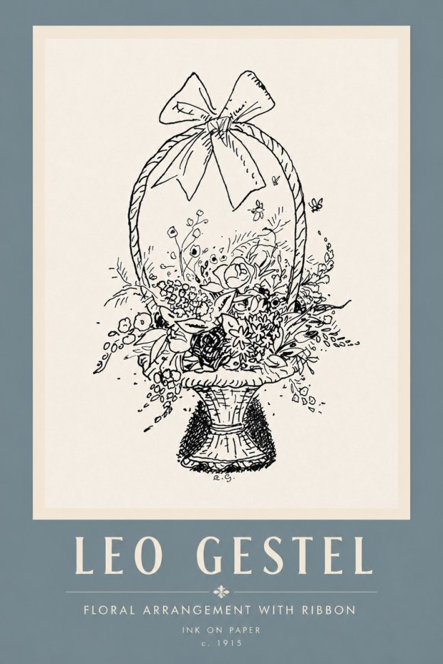 Leo Gestel Floral Arrangement with Ribbon No5 - Poster
