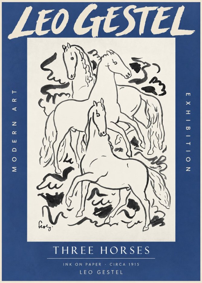 Leo Gestel Three Horses No3 - Poster