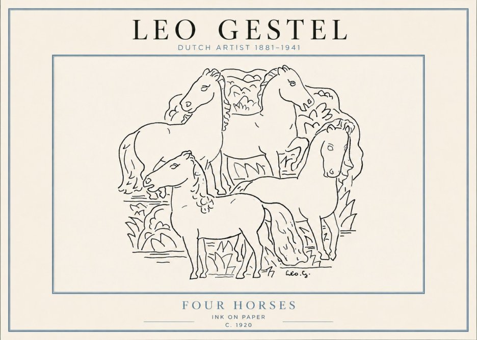 Leo Gestel Four Horses No4 - Poster