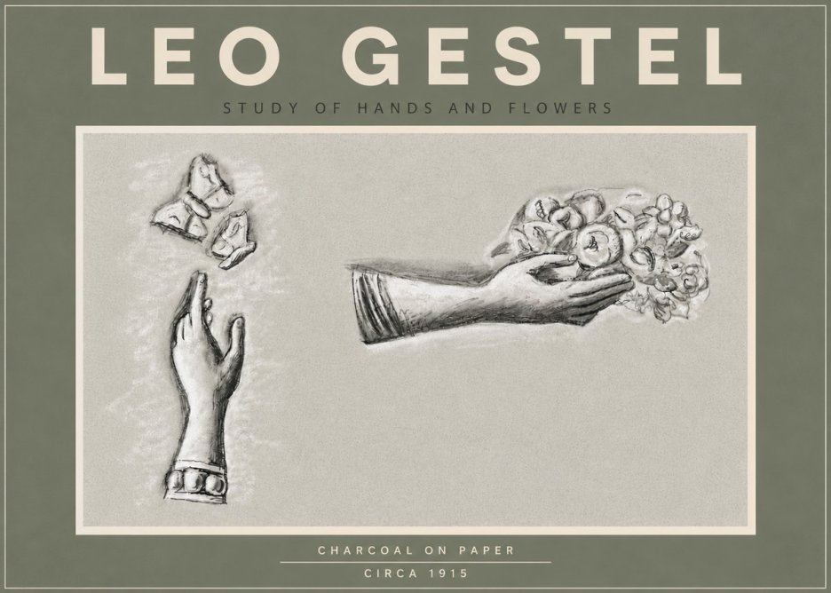 Leo Gestel Study of Hands and Flowers No5 - Poster