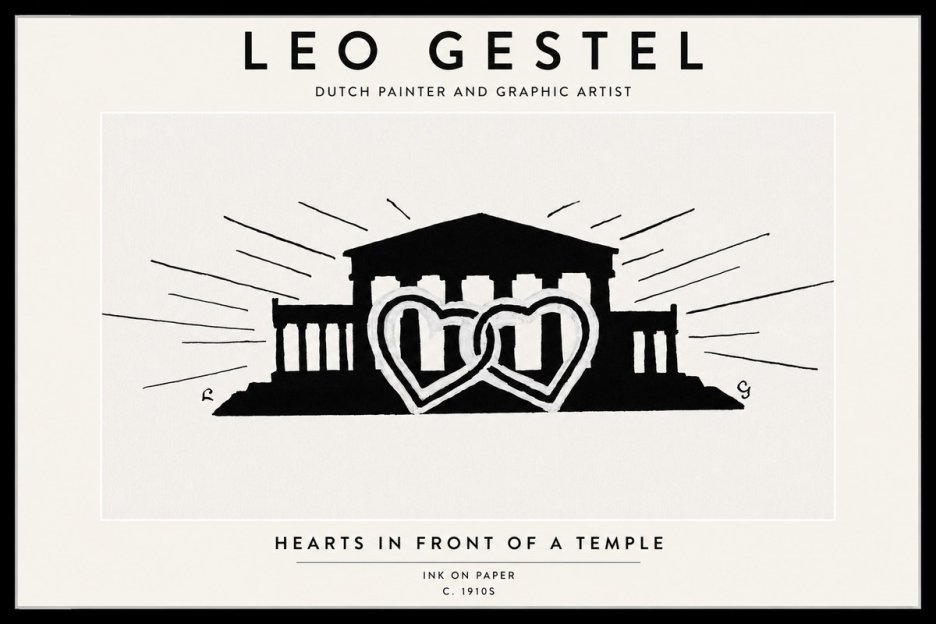 Leo Gestel Hearts in Front of a Temple No1 - Poster
