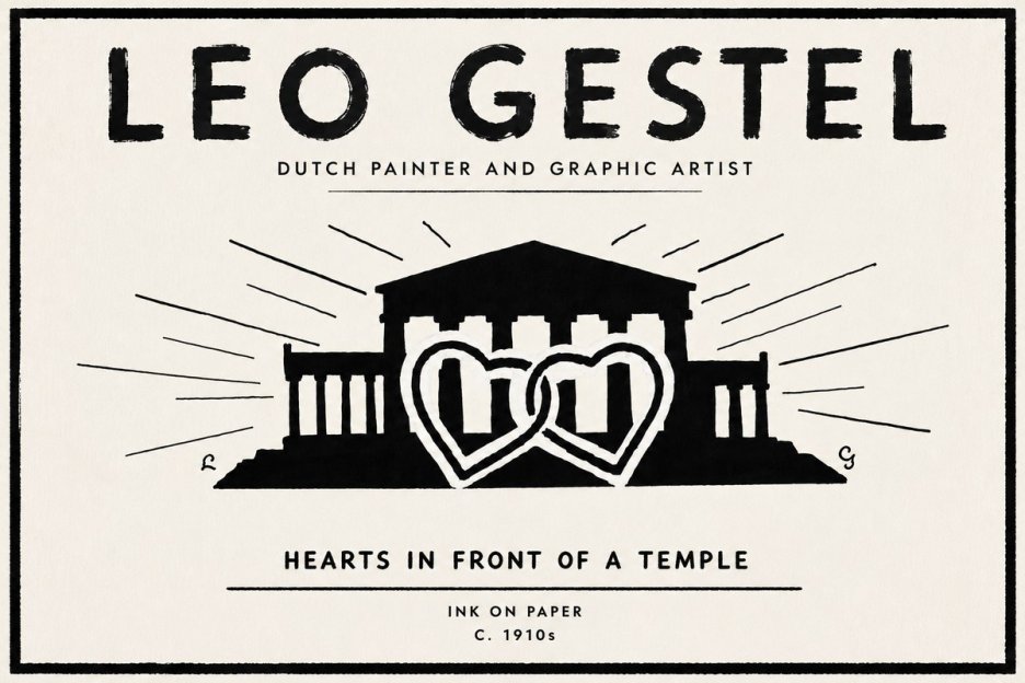 Leo Gestel Hearts in Front of a Temple No6 - Poster