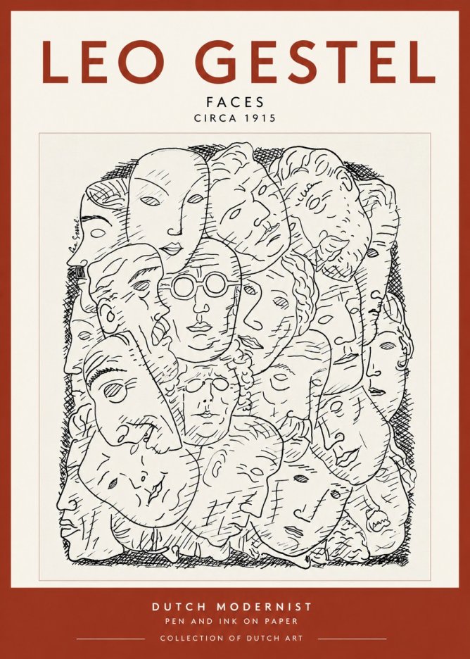 Leo Gestel Heads Ink Drawing No3 - Poster