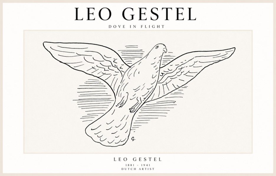 Leo Gestel Dove in Flight No1 - Poster