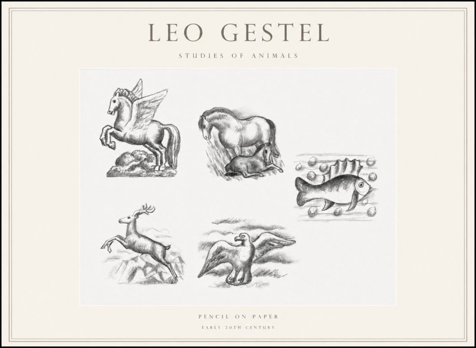 Leo Gestel Studies of Animals No1 - Poster