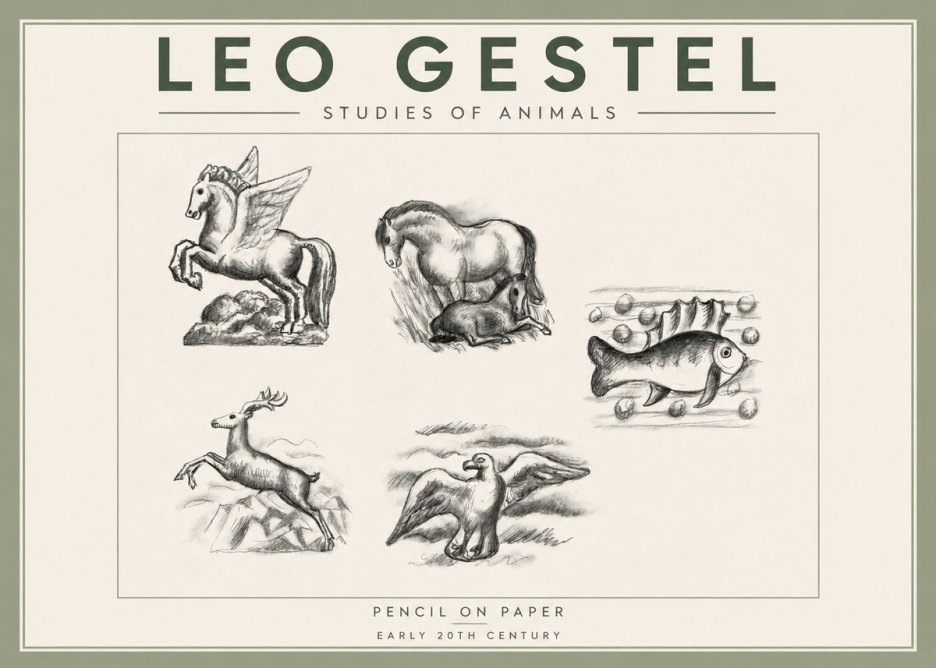 Leo Gestel Studies of Animals No3 - Poster