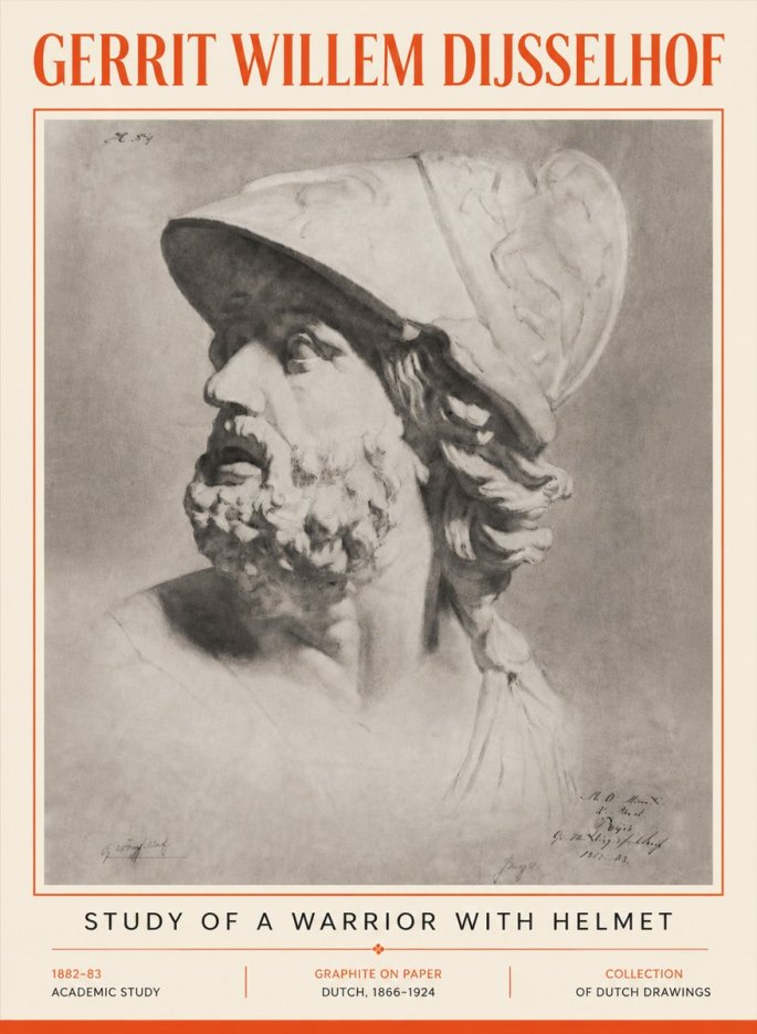 Gerrit Willem Dijsselhof Study of a Warrior with Helmet No5 - Poster