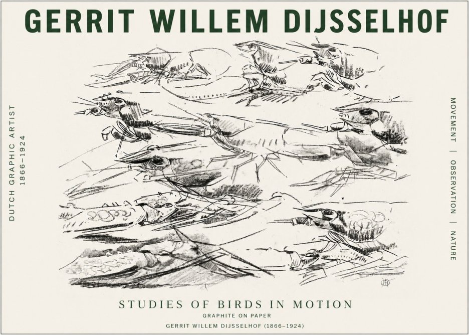 Gerrit Willem Dijsselhof Studies of Birds in Motion No4 - Poster