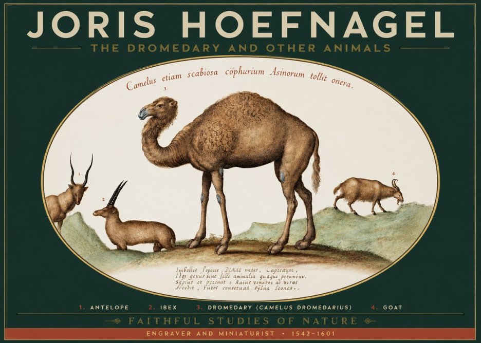 Joris Hoefnagel The Dromedary and Other Animals from Studies of Nature No2 - Poster