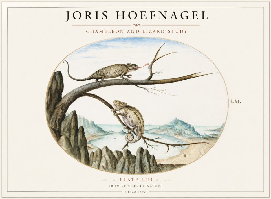 Joris Hoefnagel Chameleon and Lizard No2 - Poster