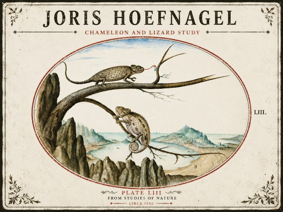 Joris Hoefnagel Chameleon and Lizard No5 - Poster