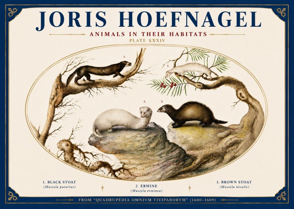 Joris Hoefnagel Animals in Their Habitats Plate Xxxiv No6 - Poster