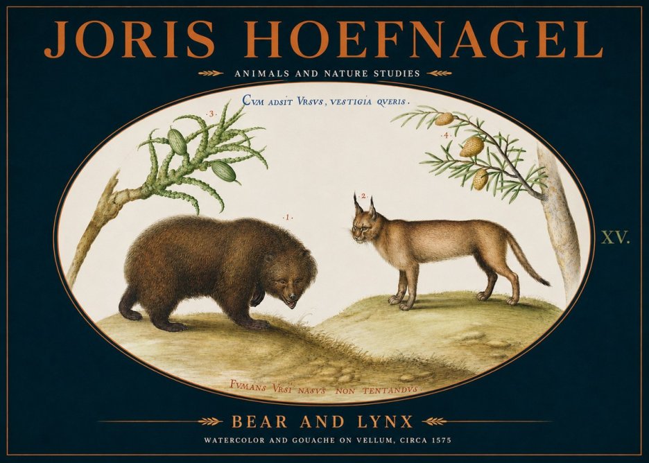 Joris Hoefnagel Bear and Lynx No4 - Poster