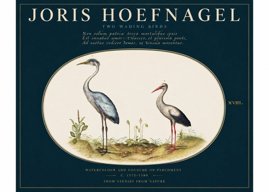 Joris Hoefnagel Study of Two Cranes No4 - Poster