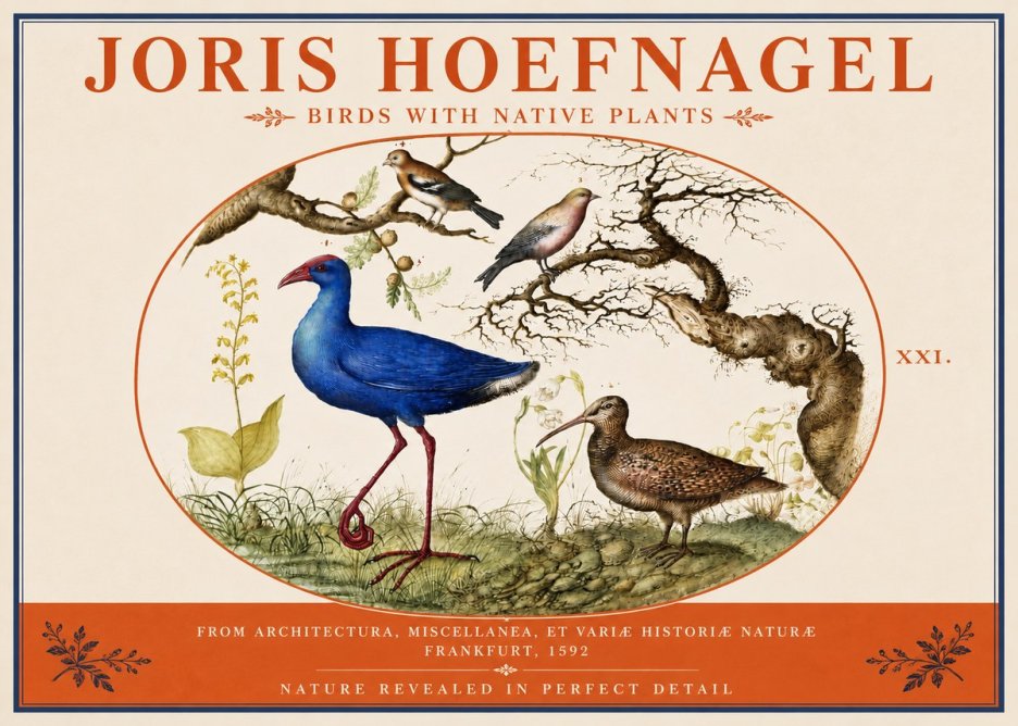 Joris Hoefnagel Birds with Native Plants No4 - Poster
