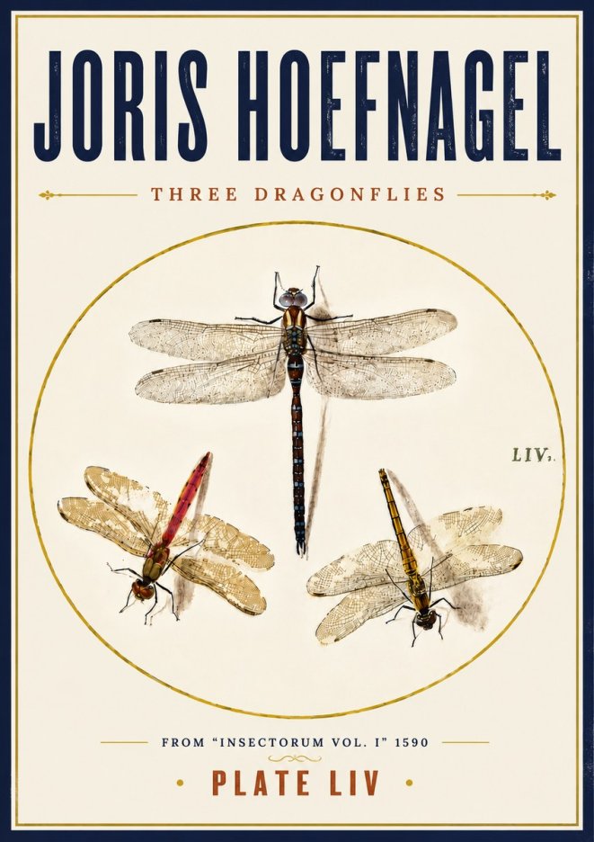 Joris Hoefnagel Three Dragonflies No6 - Poster