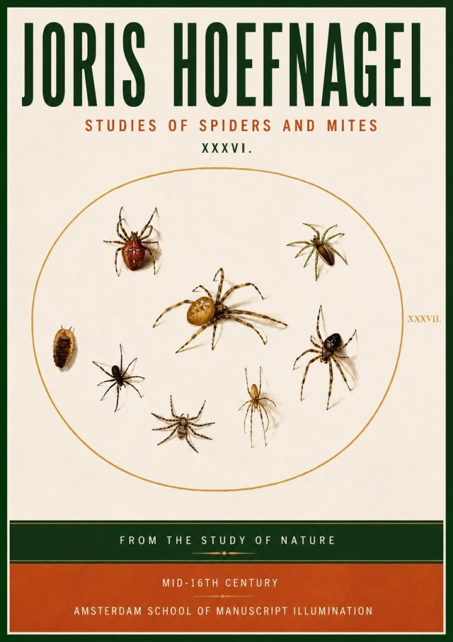 Joris Hoefnagel Study of Spiders and Mites - Plate Xxxvii. No5 - Poster