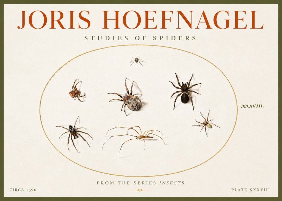 Joris Hoefnagel Studies of Spiders I No4 - Poster