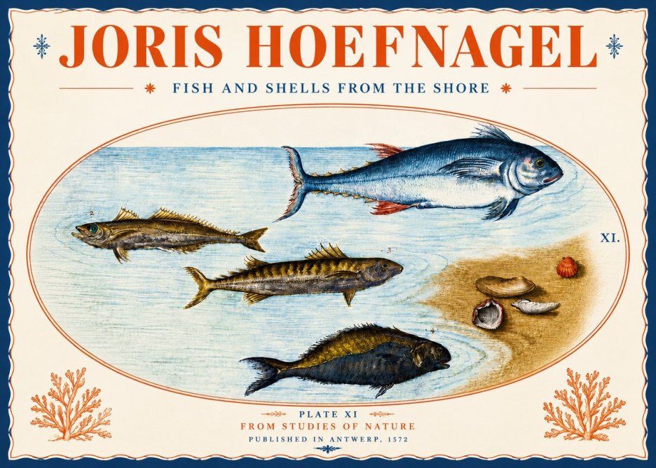 Joris Hoefnagel Fish and Shells from the Shore No5 - Poster