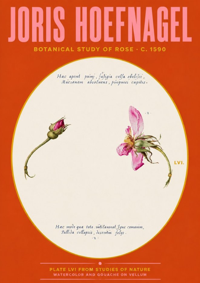 Joris Hoefnagel Botanical Study of Rose No4 - Poster