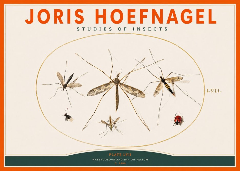 Joris Hoefnagel Studies of Insects II No2 - Poster