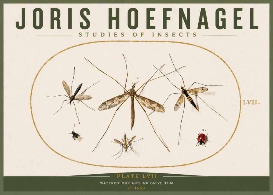 Joris Hoefnagel Studies of Insects II No5 - Poster