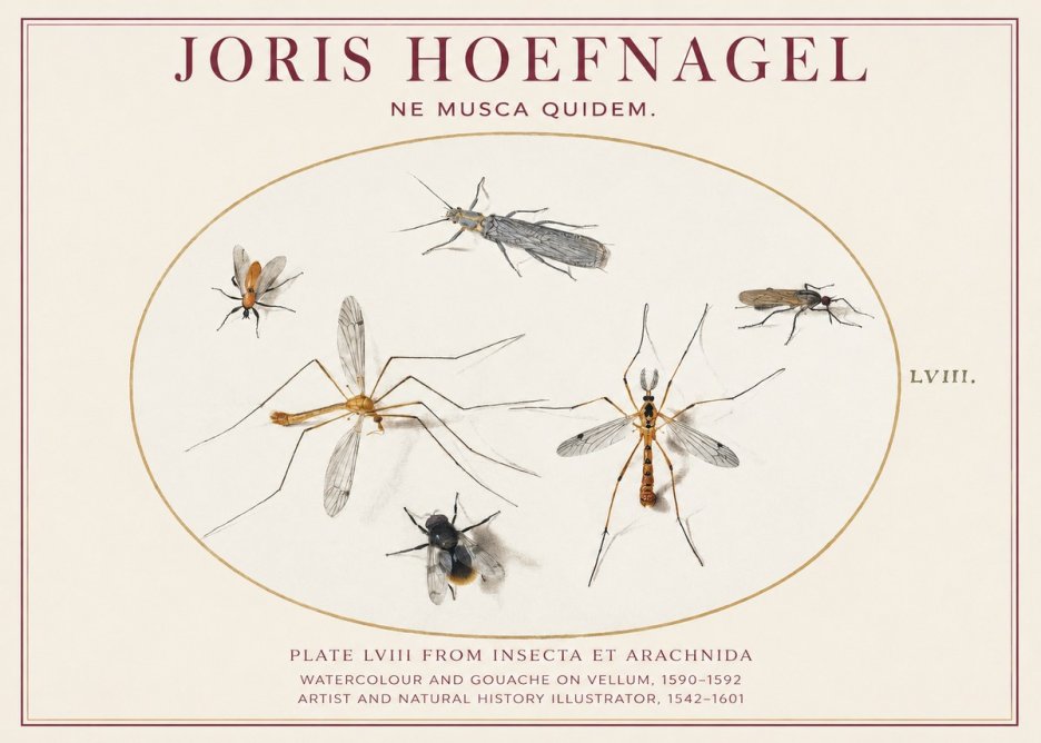 Joris Hoefnagel Plate Lviii from Insecta Et Arachnida No1 - Poster