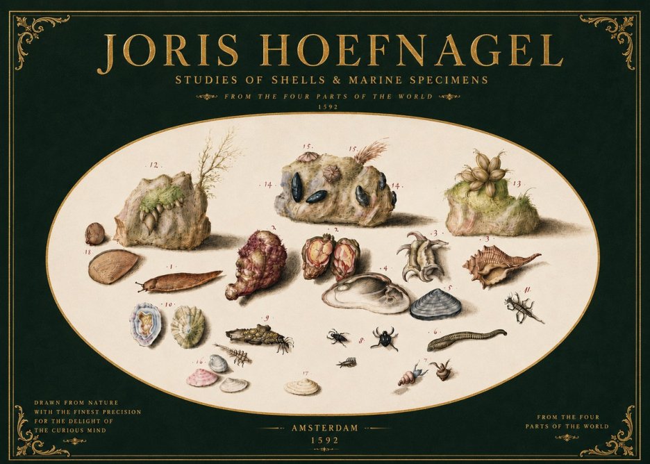 Joris Hoefnagel Studies of Shells & Marine Specimens No4 - Poster