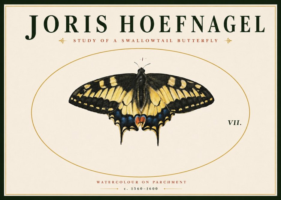 Joris Hoefnagel Study of a Swallowtail Butterfly No4 - Poster