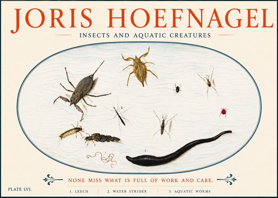 Joris Hoefnagel Insects and Aquatic Creatures No5 - Poster