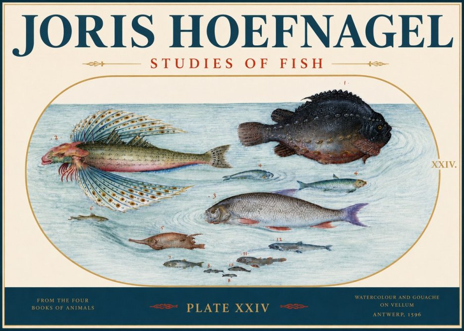 Joris Hoefnagel Studies of Fish II No3 - Poster