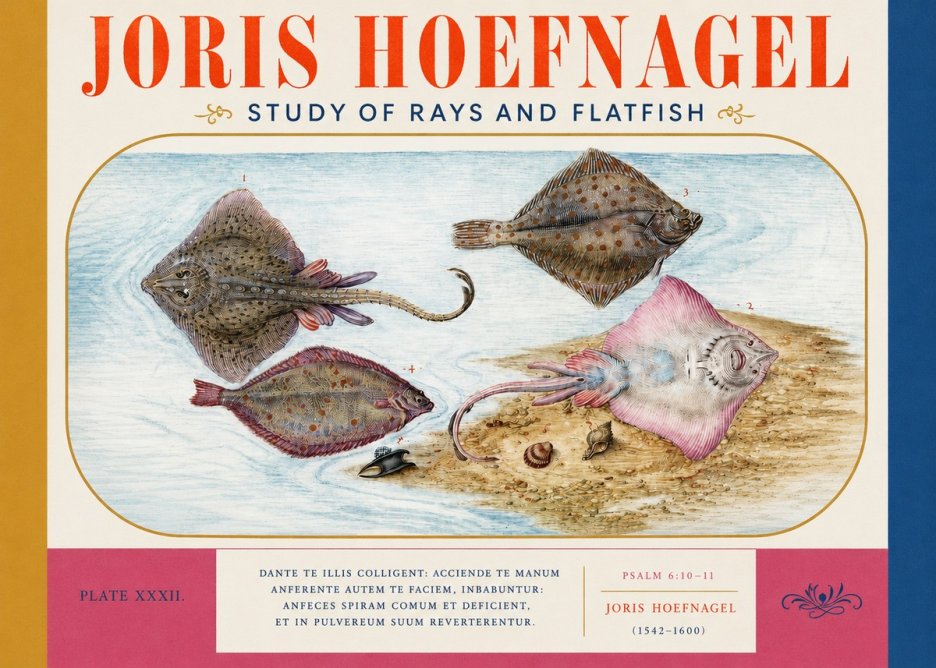 Joris Hoefnagel Study of Rays and Flatfish No3 - Poster