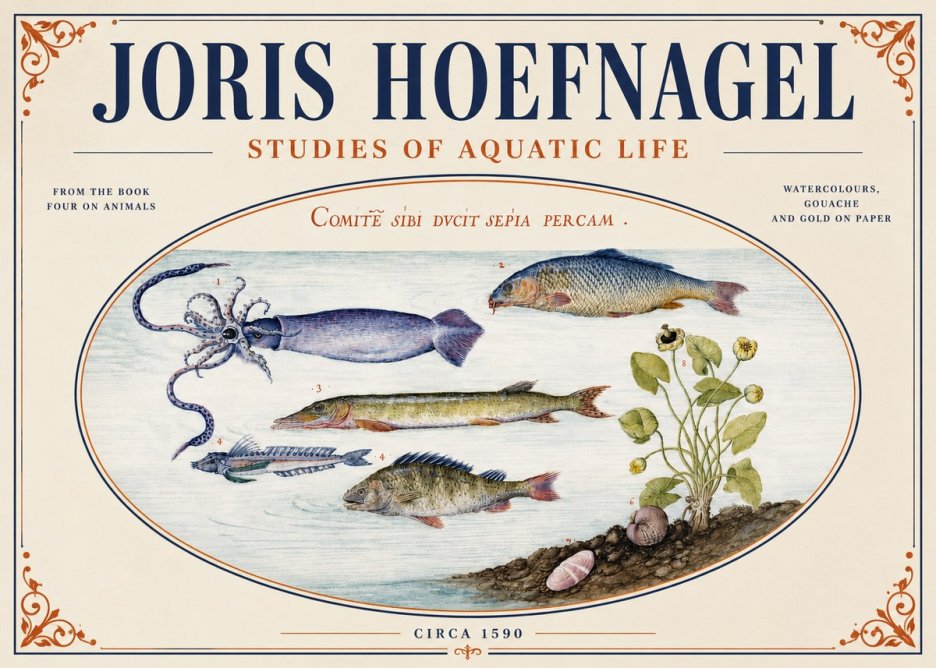Joris Hoefnagel Comitẽ Sibi Ducit Sepia Percam. No4 - Poster