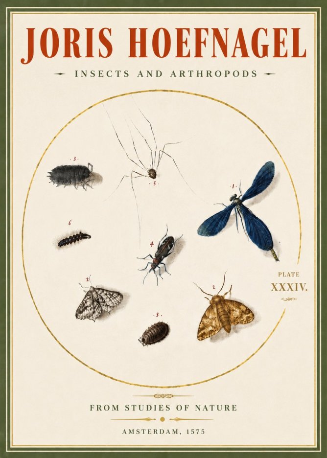 Joris Hoefnagel Insects and Arthropods No5 - Poster