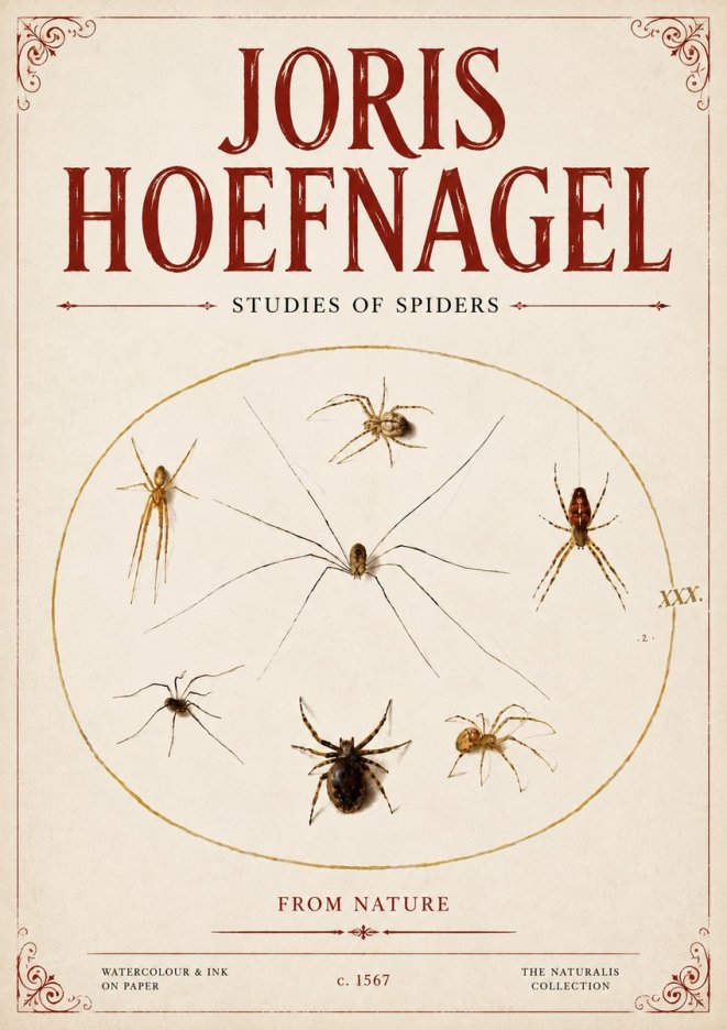 Joris Hoefnagel Studies of Spiders from Nature No6 - Poster