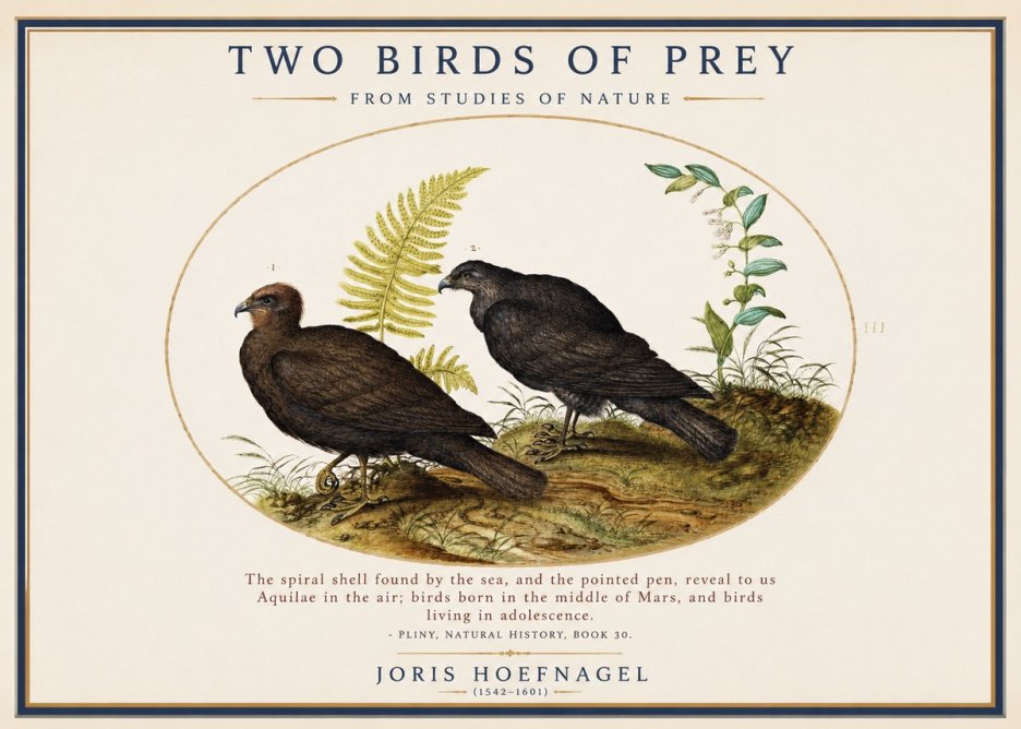 Joris Hoefnagel Two Birds of Prey - from Studies of Nature No1 - Poster